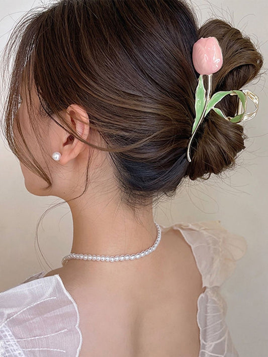 Pink Tulip Hair Clip