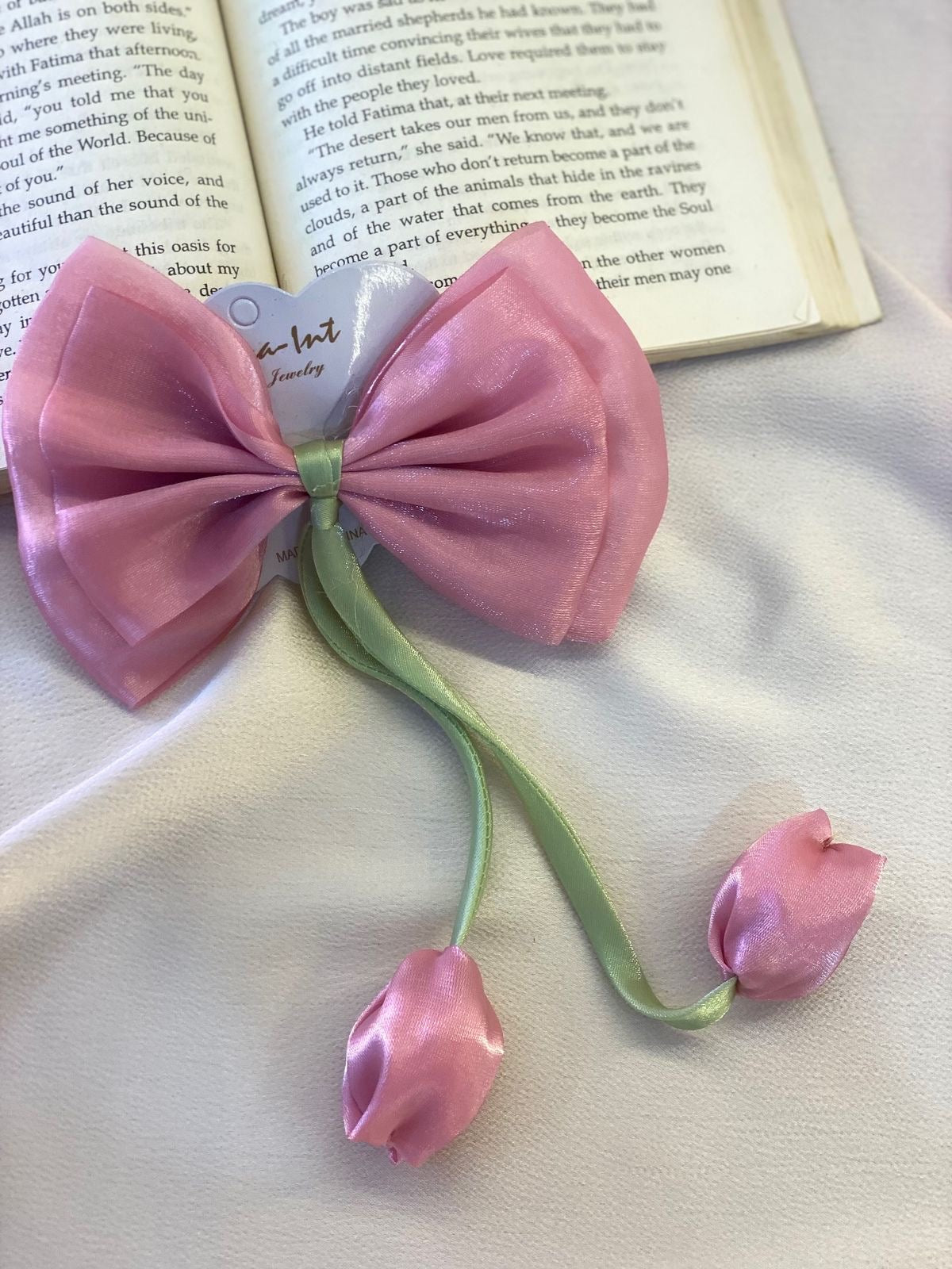 Peachy Pink Tulip Bow