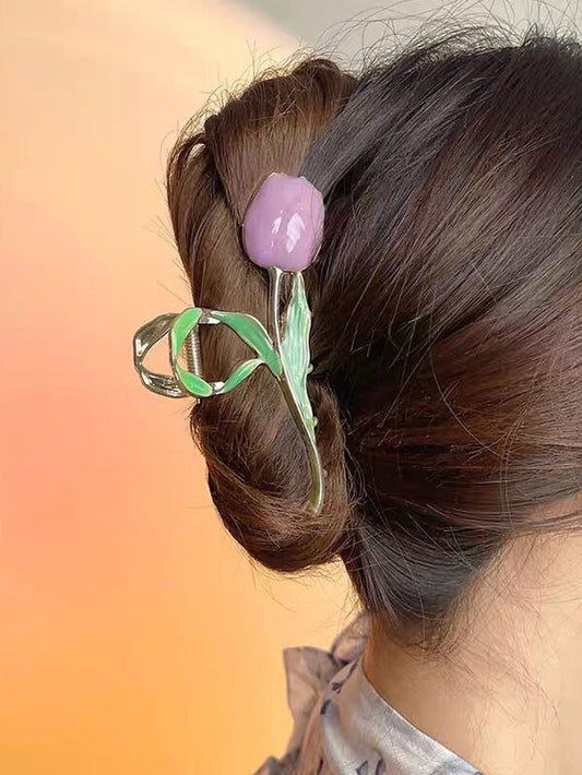 Purple Tulip Hair Clip
