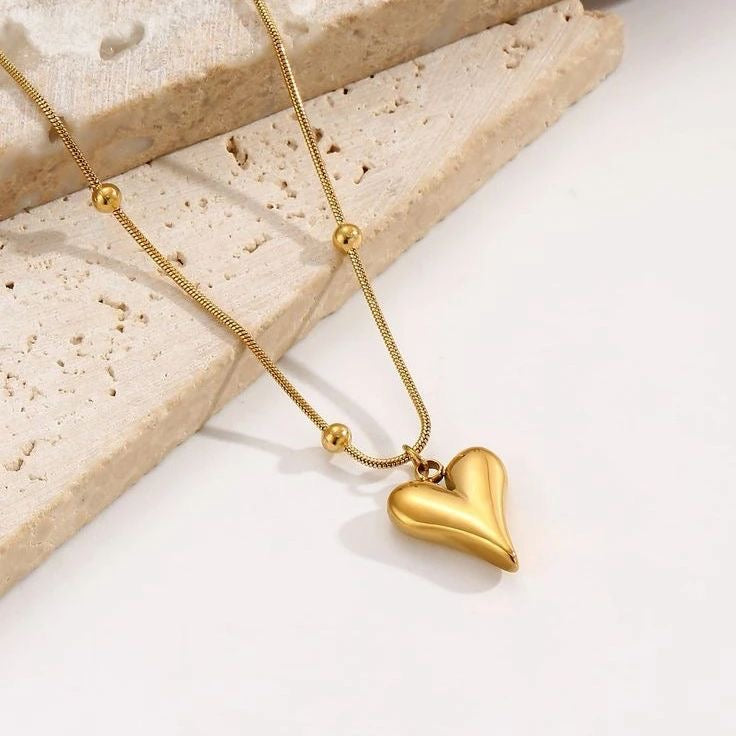 Golden Heart Charm Necklace