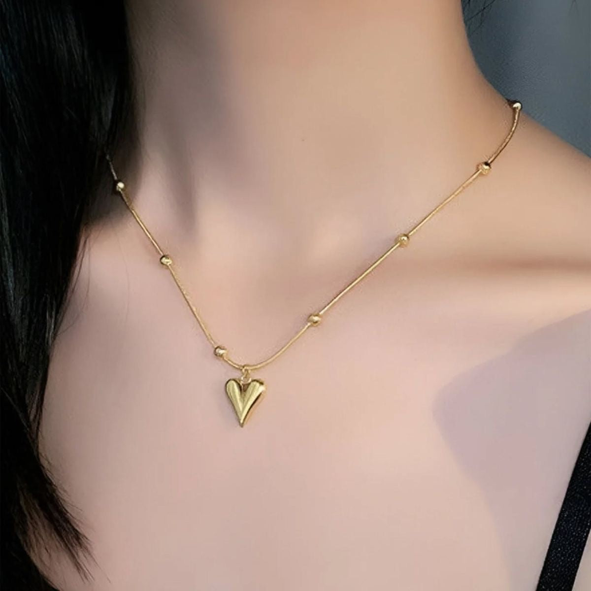Golden Heart Charm Necklace