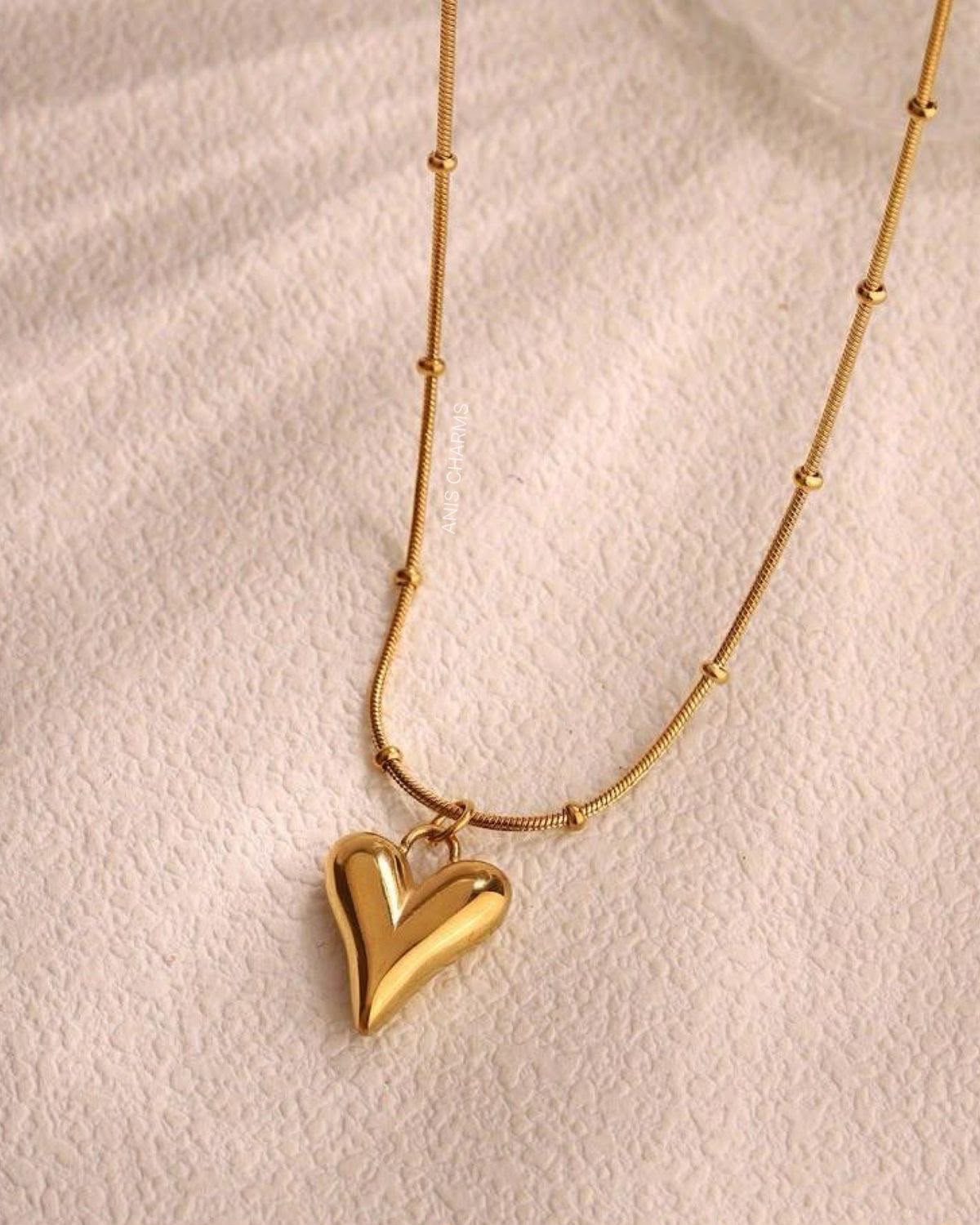 Golden Heart Charm Necklace